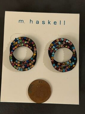 M. Haskell Rainbow Sparkle Interlaced Earrings NWT